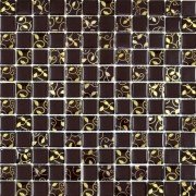 Мозаика Grand Kerama шахматка 30х30 см шоколад/завиток золото 808 052310