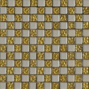 Мозаика Grand Kerama шахматка 30х30 см платина/золото рельеф 945 052311