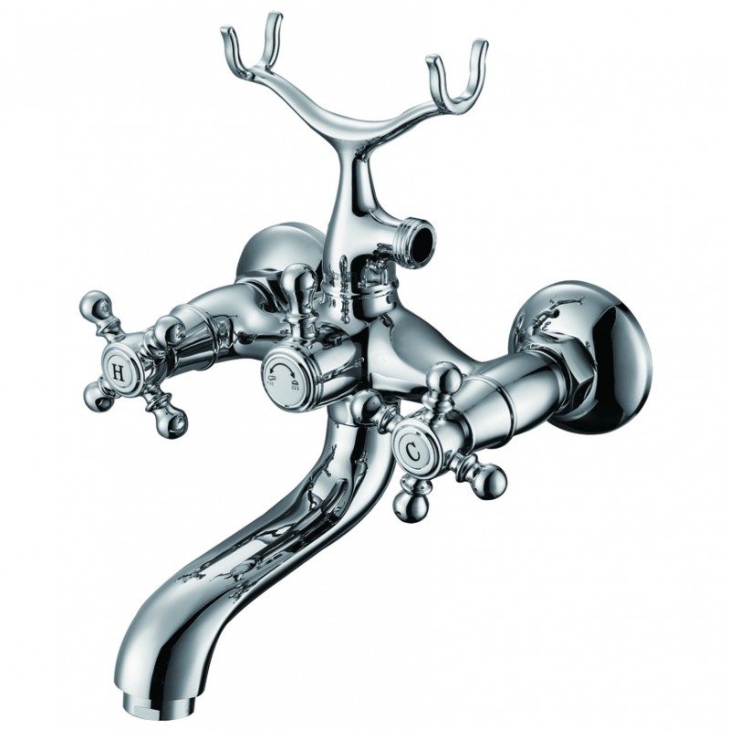 Смеситель для ванной Devit Retro двухвентильный настенный латунь хром 43613127