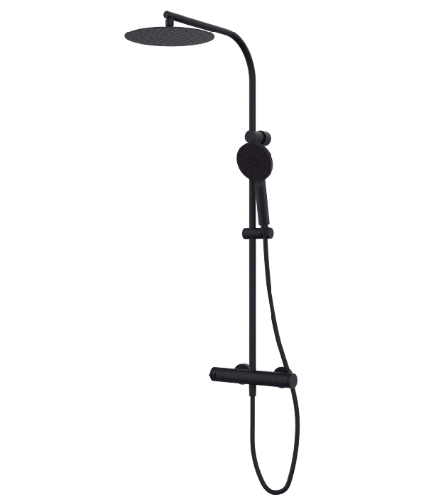 Душевая система GRB Time термостатическая с фиксированной стойкой черный 47425472XL