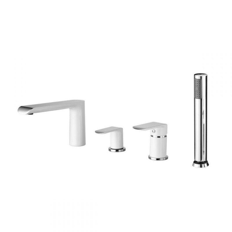 Смеситель на борт ванны Devit Iven с душевым гарнитуром хром/белый 43128141W