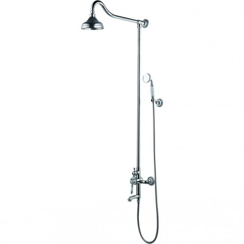 Душевая стойка для ванной Devit Charlestone Ceramic с изливом и однорычажным смесителем латунь хром 34520142