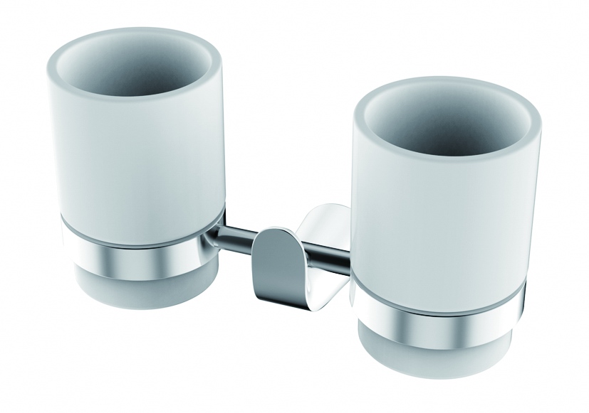 Стакан для зубных щеток двойной Devit Katarina подвесной белый/хром-белый 85D8148W