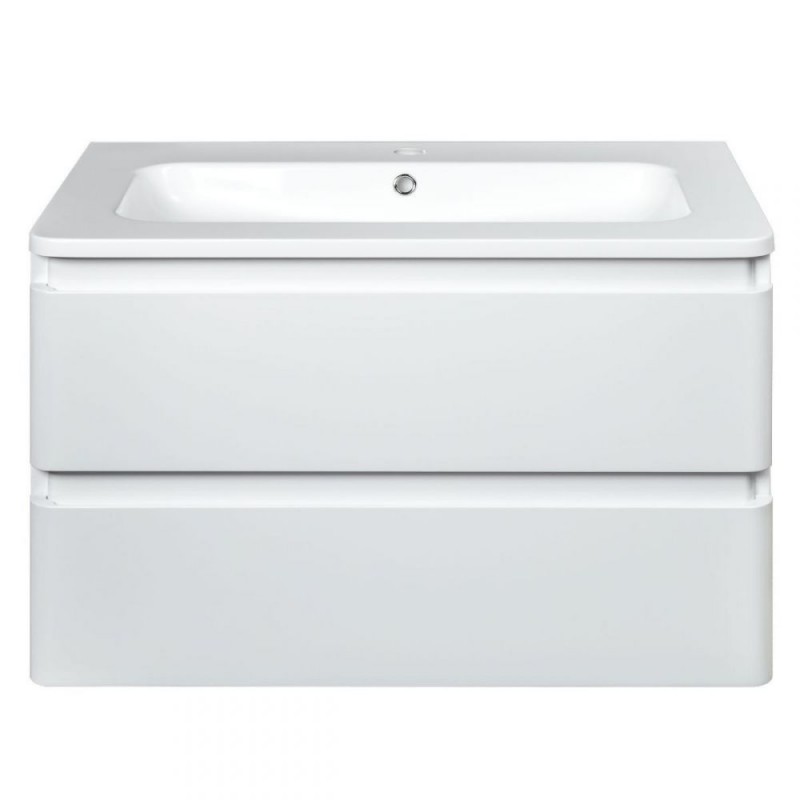 Тумба с раковиной Devit Fly 80х48см МДФ белый глянец 0021120W