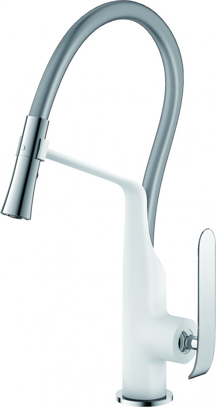 Змішувач для кухні Devit Katarina одноважільний латунь/пластик хром/білий 375X8148W