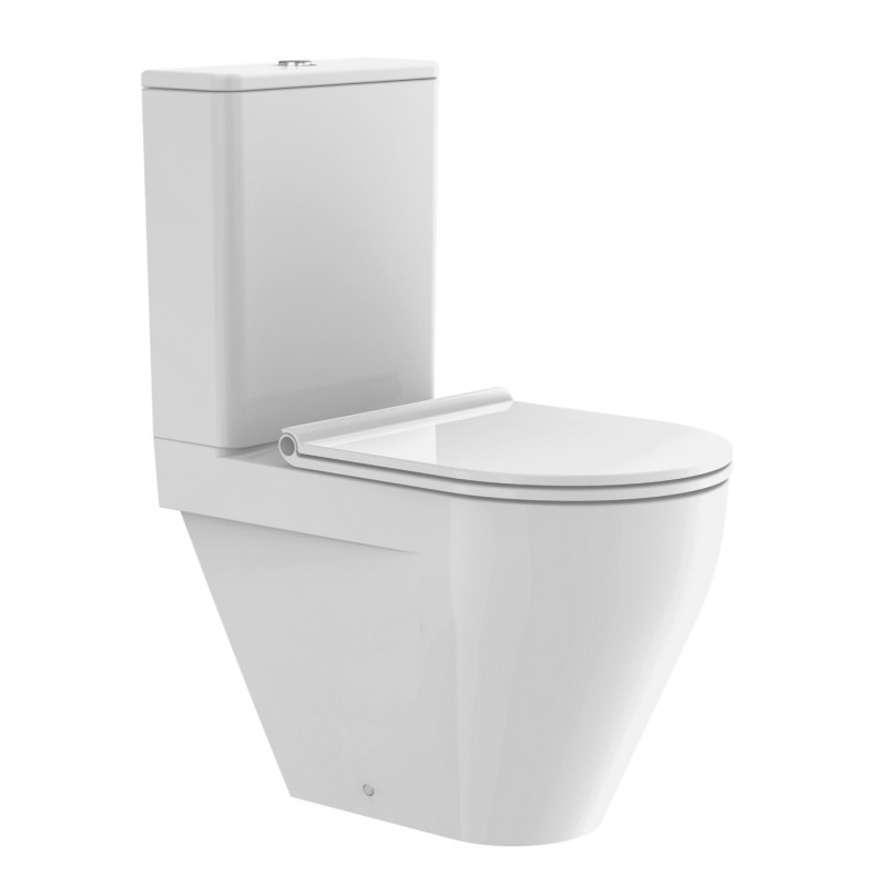 Унитаз напольный компакт с крышкой Devit Laguna 35.5х63 см безободковый санфаянс белый 3010110