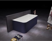 Ванна акриловая Devit City 170х80 см отдельностоящая с цветным фасадом темно-синий матовый/ белый 17061160BG