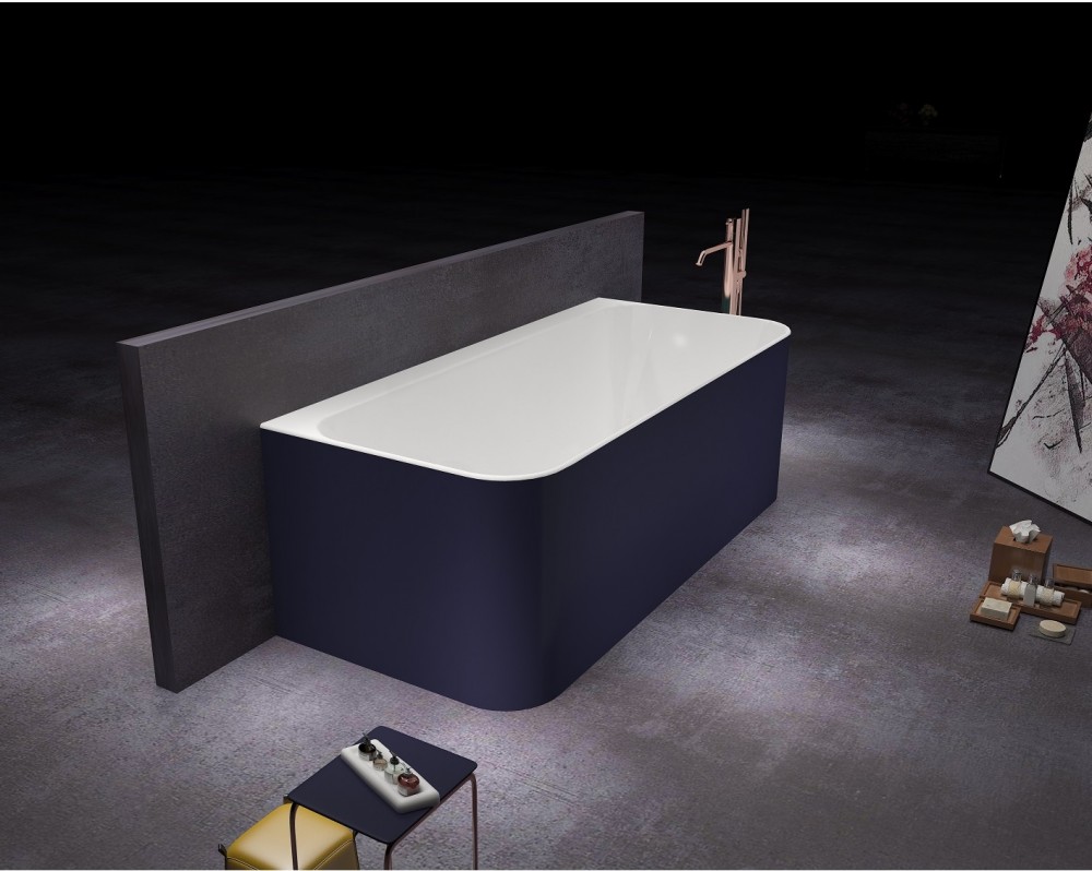 Ванна акриловая Devit City 170х80 см отдельностоящая с цветным фасадом темно-синий матовый/ белый 17061160BG