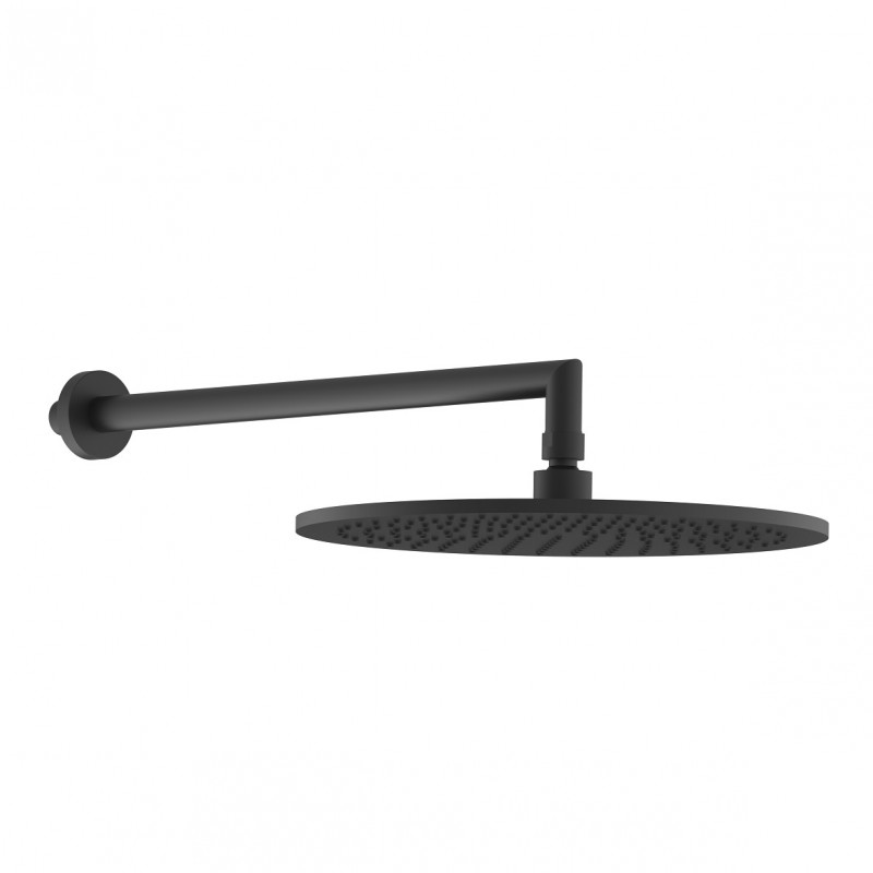 Верхній душ зі стіни David ART з кронштейном латунь чорний матовий 15014140B