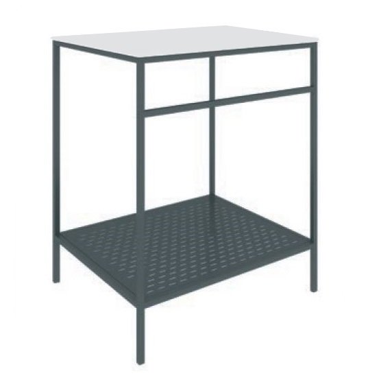 Тумба под раковину Devit Art 49х58.5 см со столешницей искусственный камень/металл белый/черный 00500B