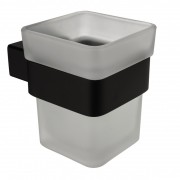 Стакан для зубных щеток Devit City подвесной с держателем черный матовый/стекло матовое 1610160B