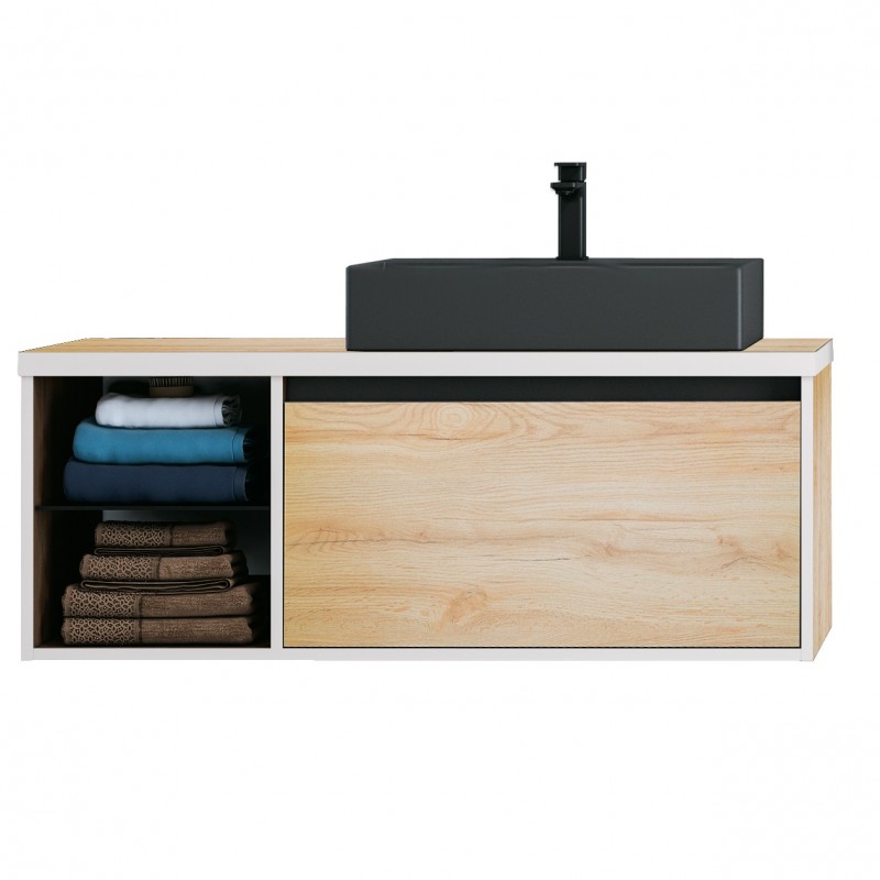 Тумба с раковиной Devit UP 100.5х46.2 см МДФ/ДСП светлый дуб с раковиной черный матовый 0122120L