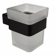 Стакан для зубних щіток Devit City підвісний з тримачем чорний матовий/скло матове 1610160B