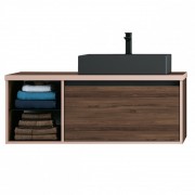 Тумба с раковиной Devit UP 100.5х46.2 см МДФ/ДСП темный дуб с раковиной черный матовый 0122120N