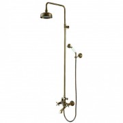 Душевая стойка для ванной Devit Retro с изливом и смесителем латунь бронза 37008127SPB