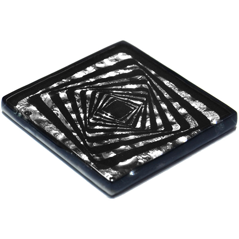 Декор підлоговий Grand Kerama Квадрат рифлений 6,6х6,6 см скло платина 016784