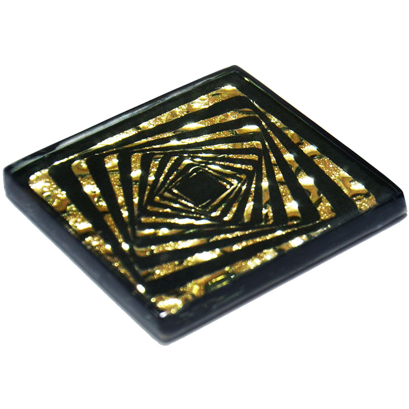 Декор підлоговий Grand Kerama Квадрат рифлений 6,6х6,6 см скло золото 016790