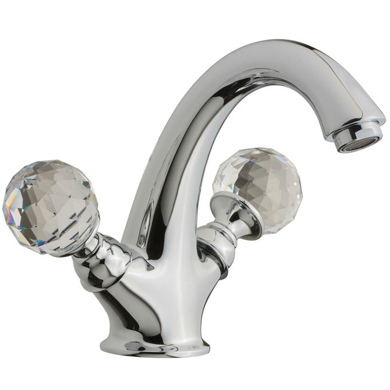 Смеситель для раковины Devit Charlestone двухвентильный ручки с кристаллами Swarovski с донным клапаном хром CN60151002