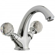 Змішувач для раковини Devit Charlestone двовентильний ручки з кристалами Swarovski з донним клапаном хром CN60151002