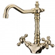 Змішувач для раковини Devit Charlestone двовентильний з донним клапаном золото CN60052219G