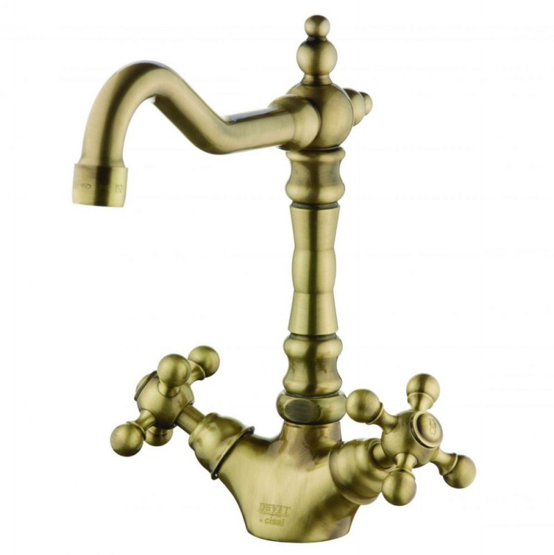 Змішувач для раковини Devit Charlestone двовентильний з донним клапаном бронза CN60052219B