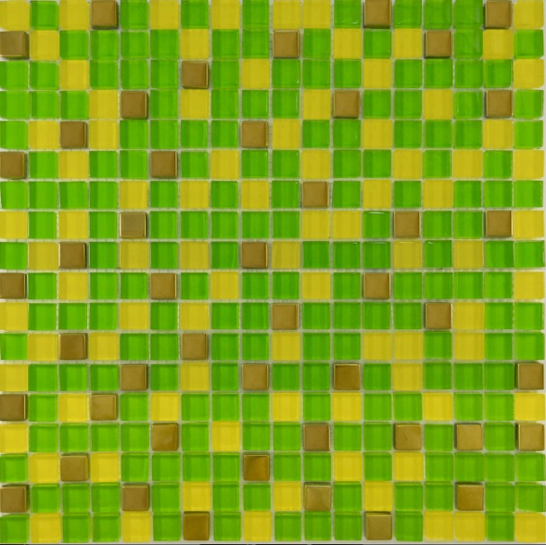 Мозаїка Grand Kerama мікс 30х30 см зелений/жовтий/золото 457 003169