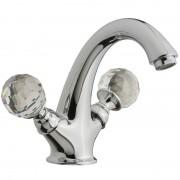 Змішувач для раковини Devit Charlestone двовентильний ручки з кристалами Swarovski з донним клапаном хром CN60151002