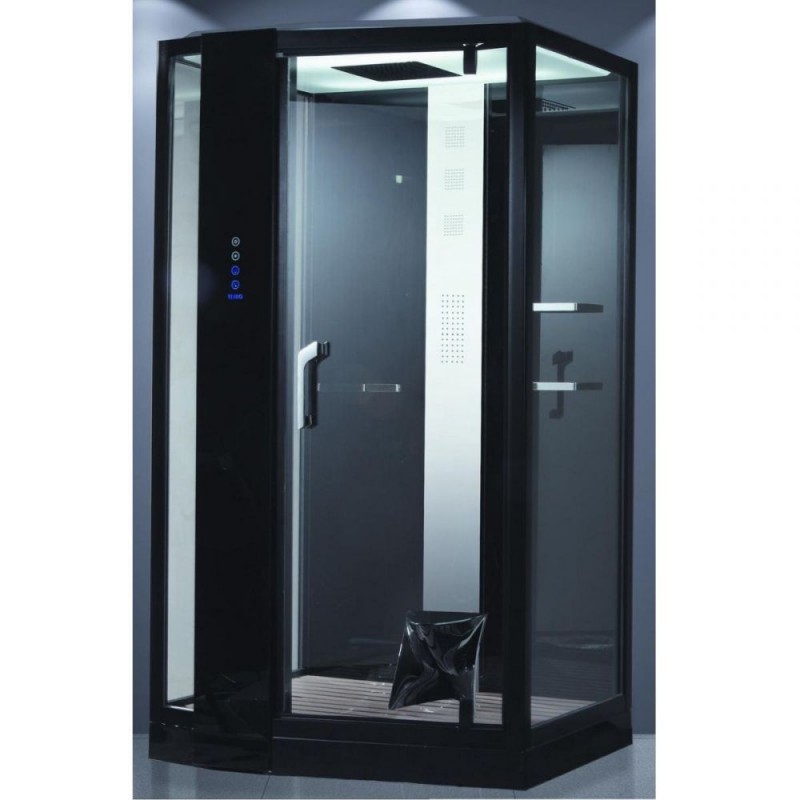 Гидромассажный паровой бокс Devit Soul 120х90 см с правым открытием профиль черный/прозрачное стекло FEN8912BR