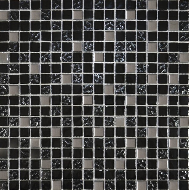 Мозаїка Grand Kerama мікс 30х30 см чорний/чорний рифлений/платина 911 016715