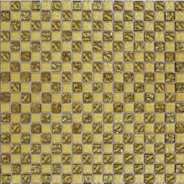 Мозаика Grand Kerama шахматка 30х30 см золотой песок/золото рельеф 443 016725