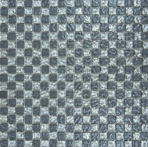 Мозаика Grand Kerama шахматка 30х30 см серый/платина рельеф 647 016726