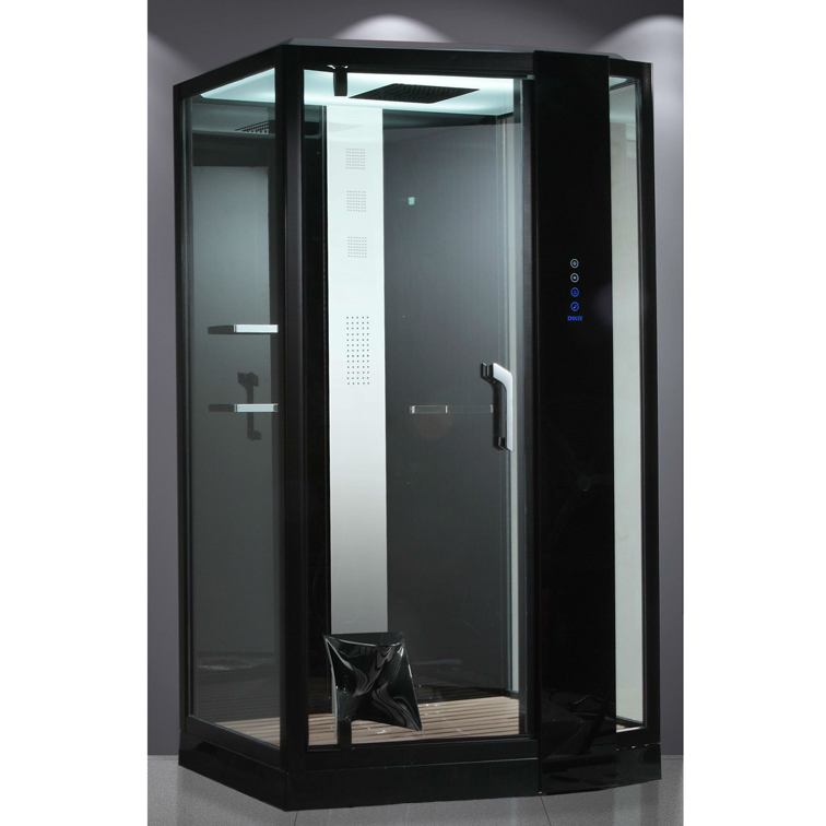 Гидромассажный паровой бокс Devit Soul 120х90 см с левым открытием профиль черный/прозрачное стекло FEN8912BL