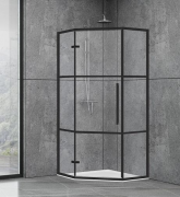 Душевая кабина пятиугольная Dusel Deluxe Series 900x900x1900 мм профиль черный матовый/стекло прозрачное с черным принтом DL197HBP Black Matt Paint