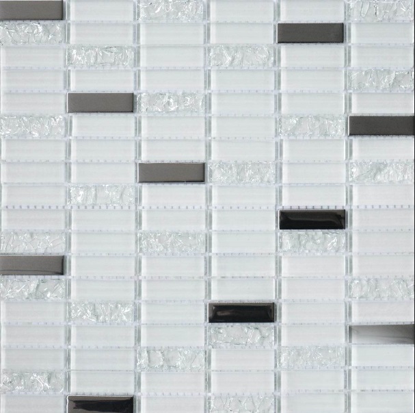 Мозаика Grand Kerama микс 30х30 см белый/белый колотый/платина 1086 016770