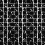Мозаика Grand Kerama шахматка 30х30 см черный/завиток платина 807 052305