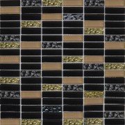 Мозаика Grand Kerama 30х30 см черный/черный рельефный/бежевый рельефный/золото 1084 016768