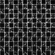Мозаїка Grand Kerama шахматка 30х30 см чорний/завиток платина 807 052305