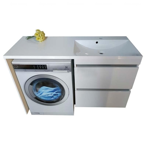 Тумба подвесная Fancy Marble Jamaica 124,5x46,2 см правая с раковиной Amelia искусственный камень белый 11012512201