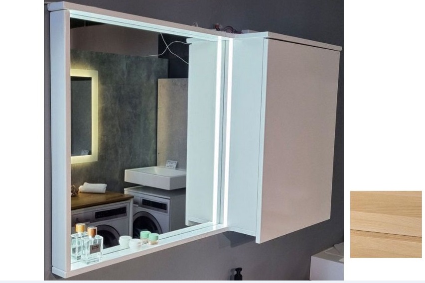 Зеркальный шкаф Fancy Marble Jamaica 124,5х20 см зеркало слева шпон дуба Jamaica LБш