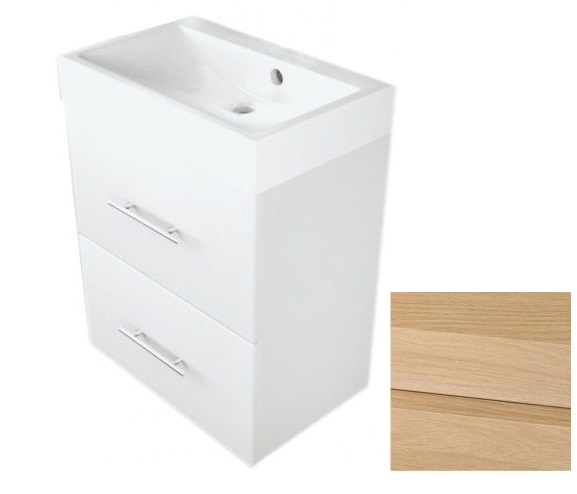 Тумба підвісна Fancy Marble Crete 54,3x36 см із раковиною UM-550 шпон дуба ШН-22 ш