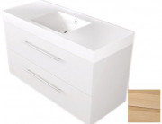 Тумба подвесная Fancy Marble Barbados 119,2х48,9 см с раковиной Nadja 1200C шпон дуба ШН-8 ш