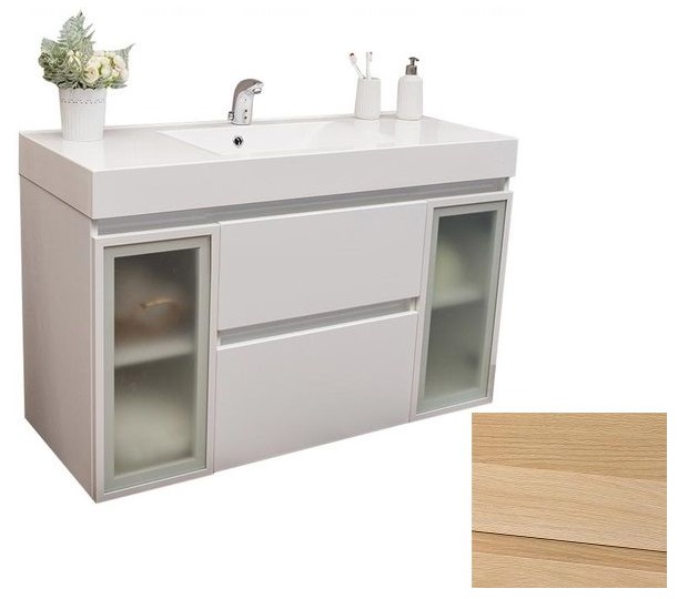 Тумба підвісна Fancy Marble Barbados 3 120х50 см з раковиною Nadja 1200C шпон дуба/білий профіль Barbados3 ш