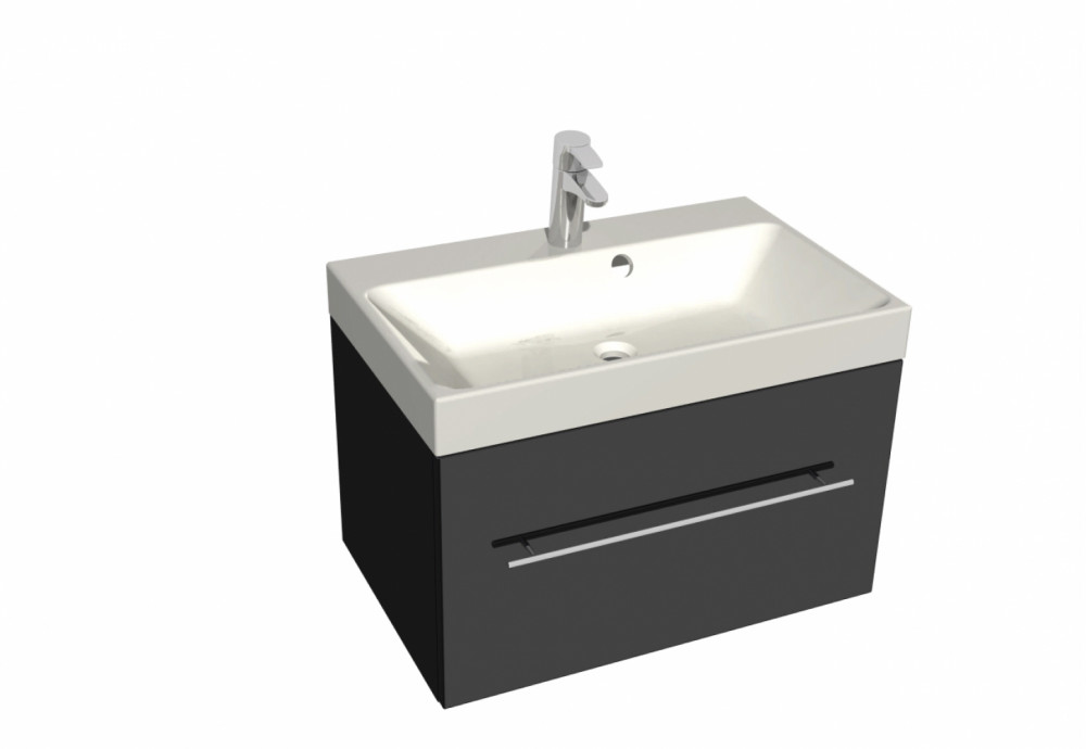 Тумба підвісна Fancy Marble Corsica 69,5х44,5 см із раковиною Signe 700C МДФ сірий ШН-700С