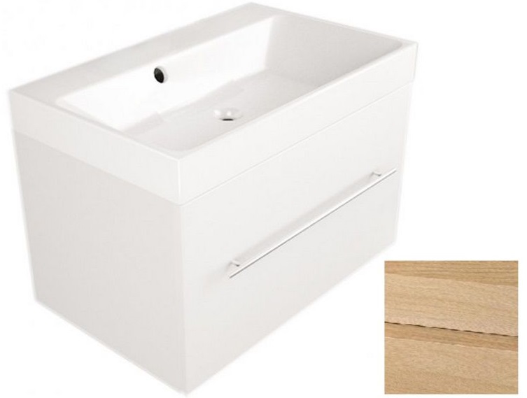 Тумба підвісна Fancy Marble Corsica 69,5х44,5 см із раковиною Signe 700C шпон дуба ШН-700 ш