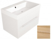 Тумба подвесная Fancy Marble Corsica 69,5х44,5 см с раковиной Signe 700C шпон дуба ШН-700 ш
