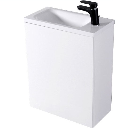 Тумба подвесная Fancy Marble Java 50x24,5 см петли справа с раковиной Linnea 500 МДФ белый 12505012200