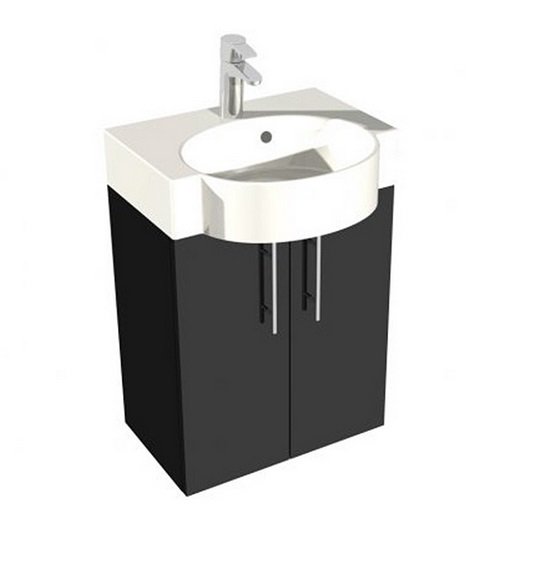 Тумба підвісна Fancy Marble Ibiza 50,5x31,5 см з раковиною Comfort 512C МДФ сірий ШН-512С