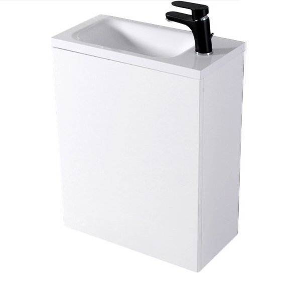 Тумба підвісна Fancy Marble Java 50x24,5 см петлі праворуч з раковиною Linnea 500 МДФ білий 12505012200