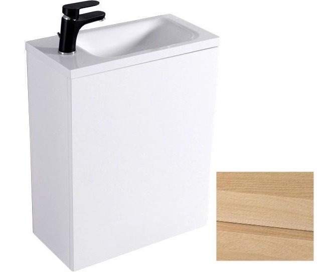 Тумба подвесная Fancy Marble Java 50x24,5 см с раковиной Linnea 500 шпон дуба ШН-500 ш