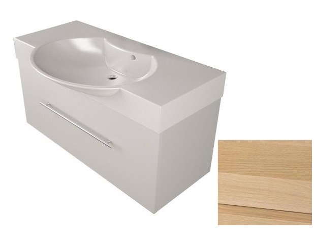 Тумба підвісна Fancy Marble Sumatra-1 98х40 см з раковиною Carme 980 шпон дуба SUM1-980Nш